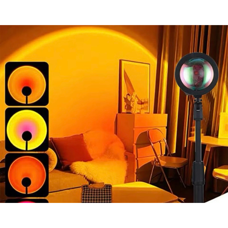 Luminária Sunset LED RGB Projetor Luz Ambiente Quarto TikTok Viral