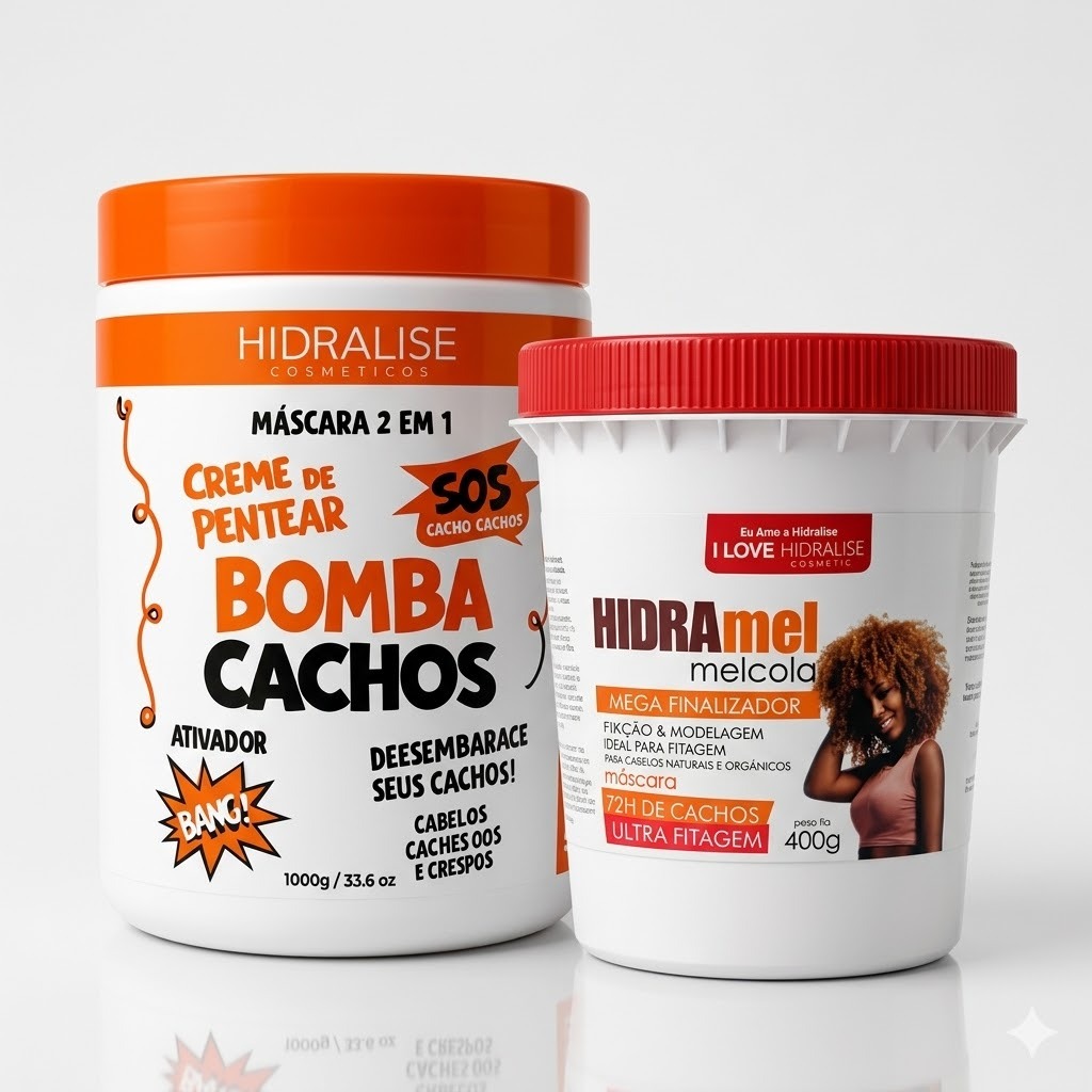 Hidra Mel Cola Fitagem + Creme de Pentear Bomba Cachos