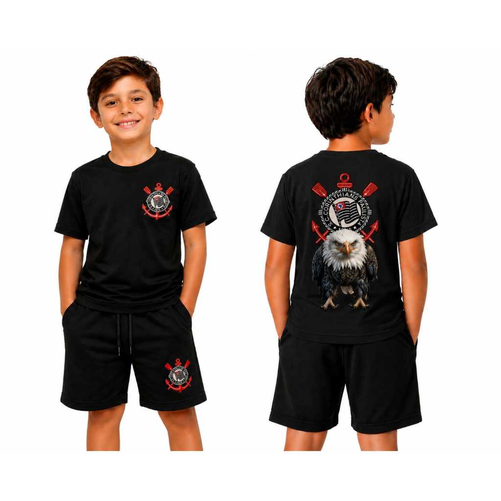 Kit Infantil Unissex Camiseta 100% Algodão Bermuda Moletinho Conforto Moletom Conjunto infantil