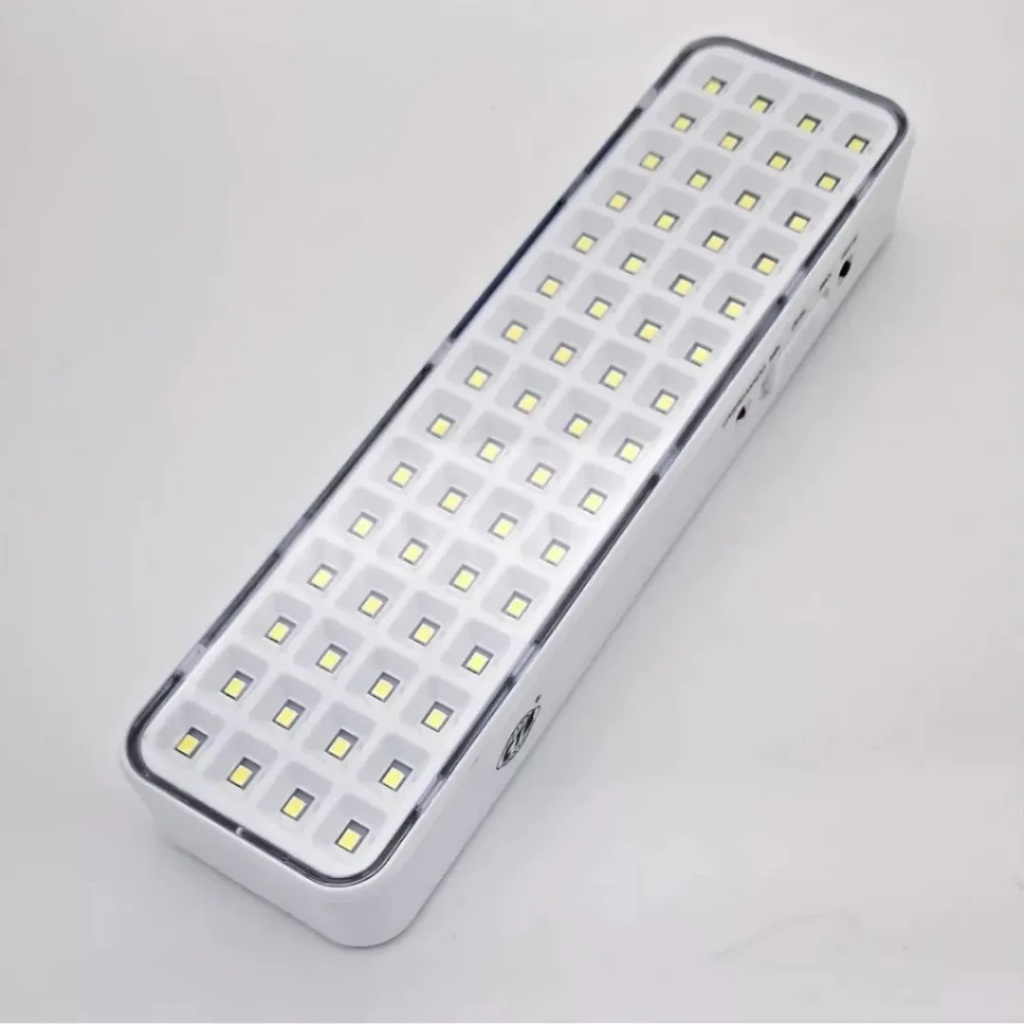 Luminária de Emergência 60 LEDs Recarregável Bivolt Luz Branca 6500K Alta Potência Portátil