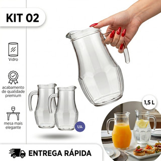 Kit Jogo de 2 Jarras de vidroTango 1,5L Nadir Figueiredo a Pronta Entrega