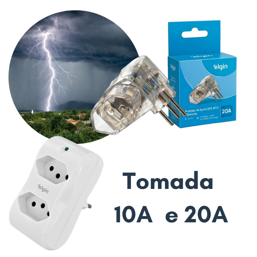 Protetor Contra Raios e Surtos Eletricos DPS PLUG e POCKET DUPLO - 10A e 20A