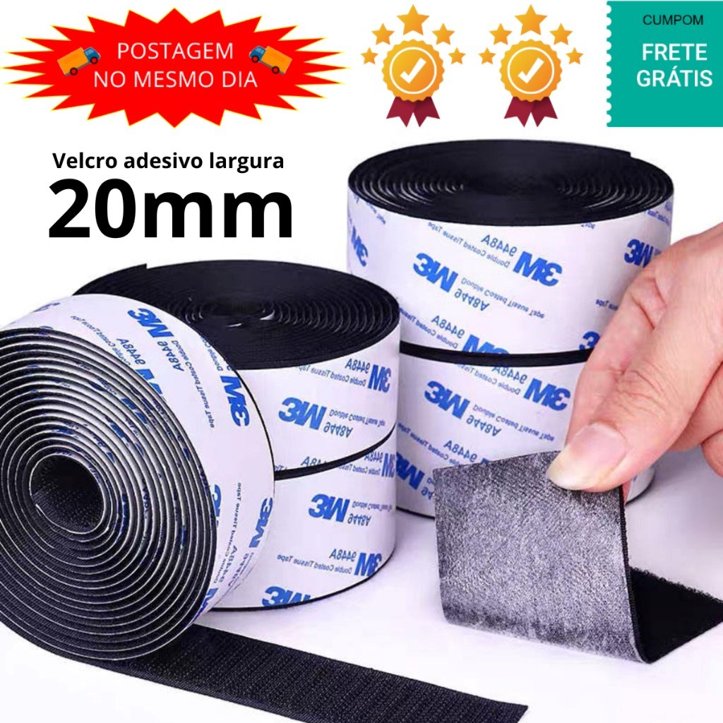 Velcro Adesivo 20mm Fita de Fixação Autocolante Uso Geral