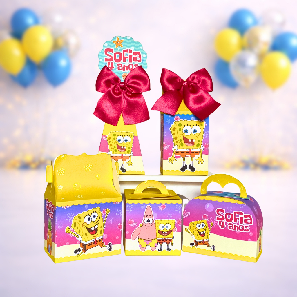 Kit Caixas Bob Esponja Menina / Personalizadas /  Festa Infantil / Aniversário