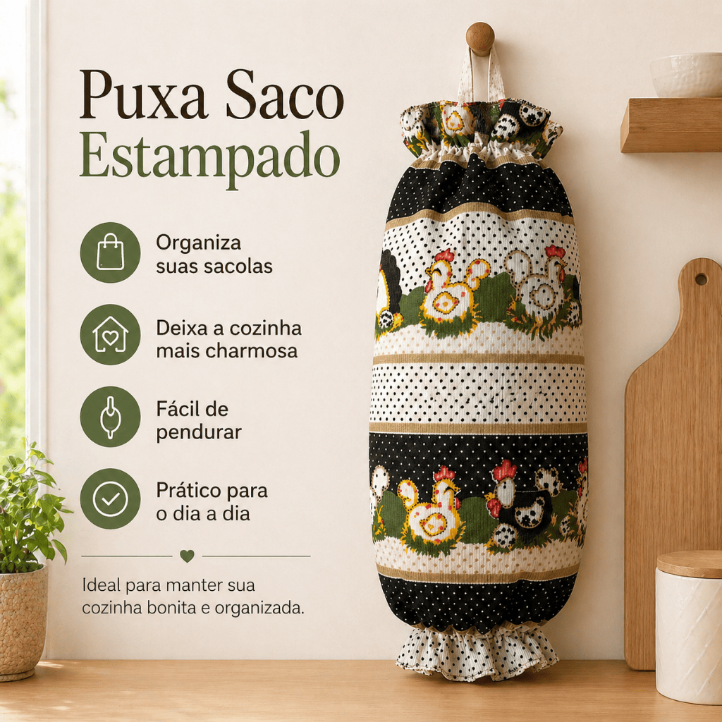 Puxa Saco Cozinha , Porta Sacolas Decorativo Prático Lavável