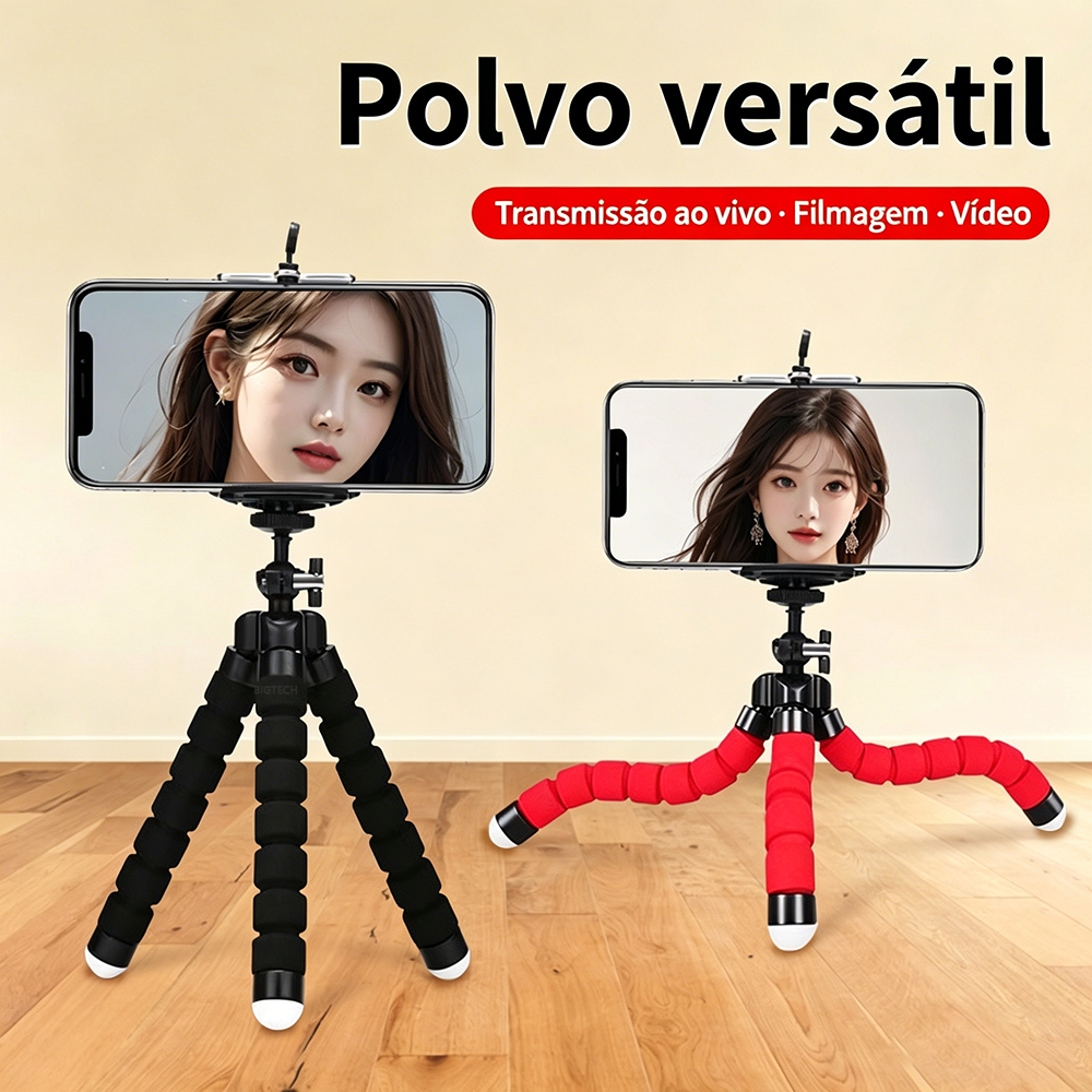 Mini Suporte Tripe De Mesa Escalavel Para Celular Gira 360º Flexível Curvável Firme Estilo Versátil