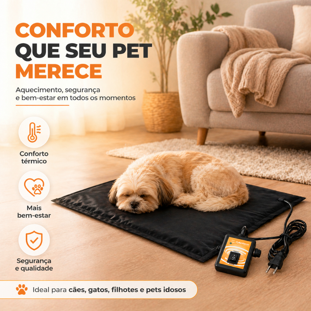 Tapete Pet Térmico Elétrico Para Cães Gatos Filhotes Colchonete Cama Aquecida Impermeável 35x45cm - 220V StyllusTerm