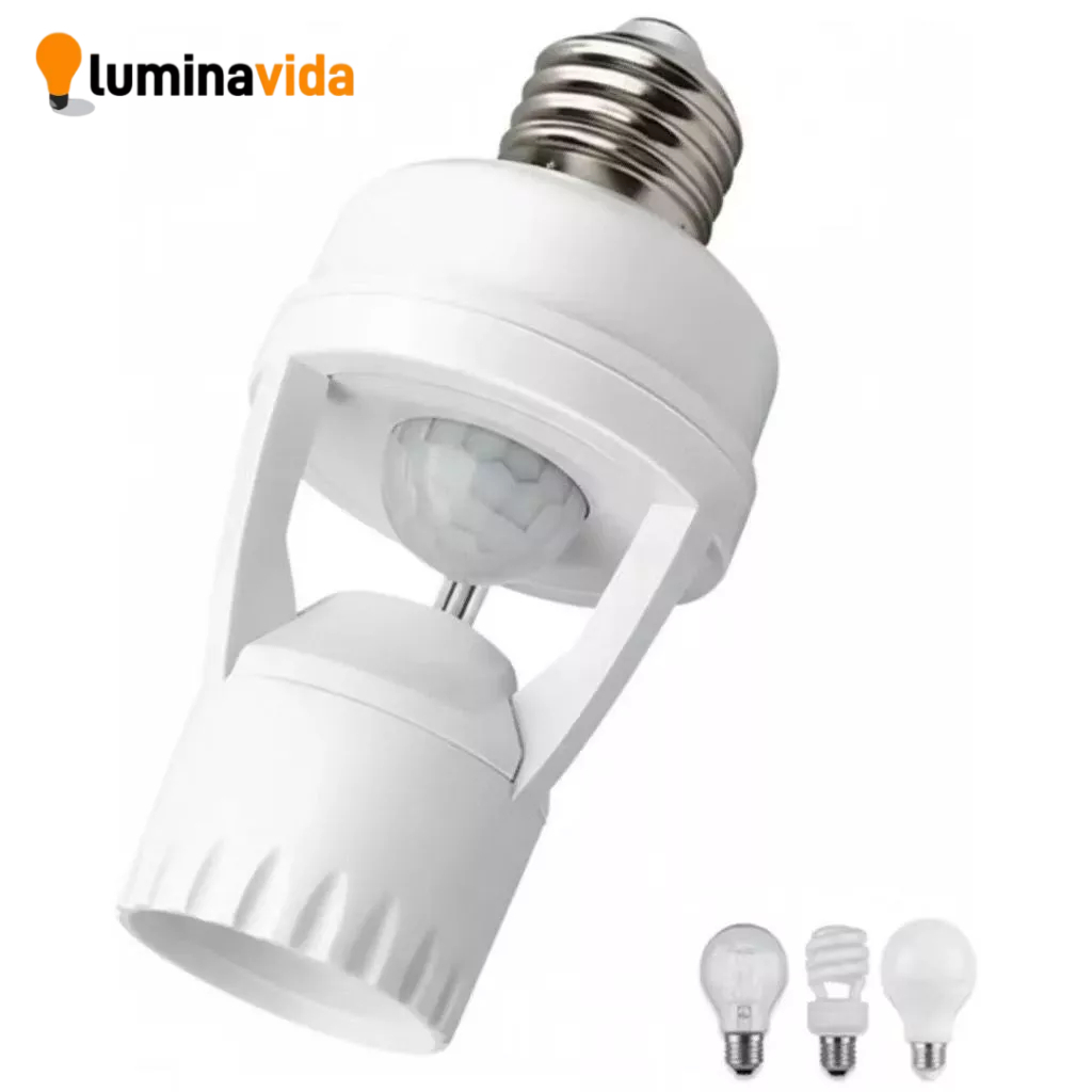 Sensor de Presença Soquete E27 Bivolt 110/220v – Automático para Lâmpada
