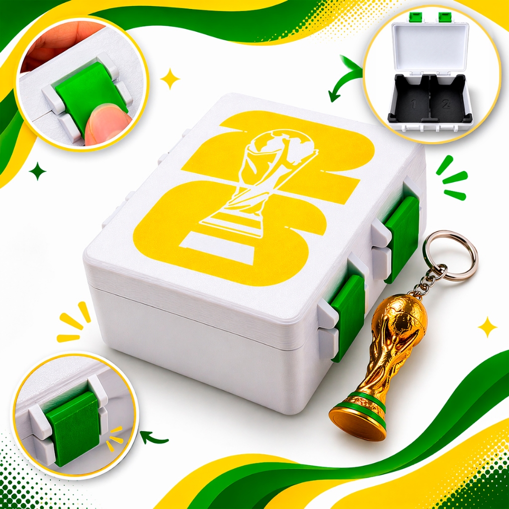 Case Porta Figurinhas Copa Do Mundo 2026 Maleta Estojo Organizador Cards + Chaveiro Troféu