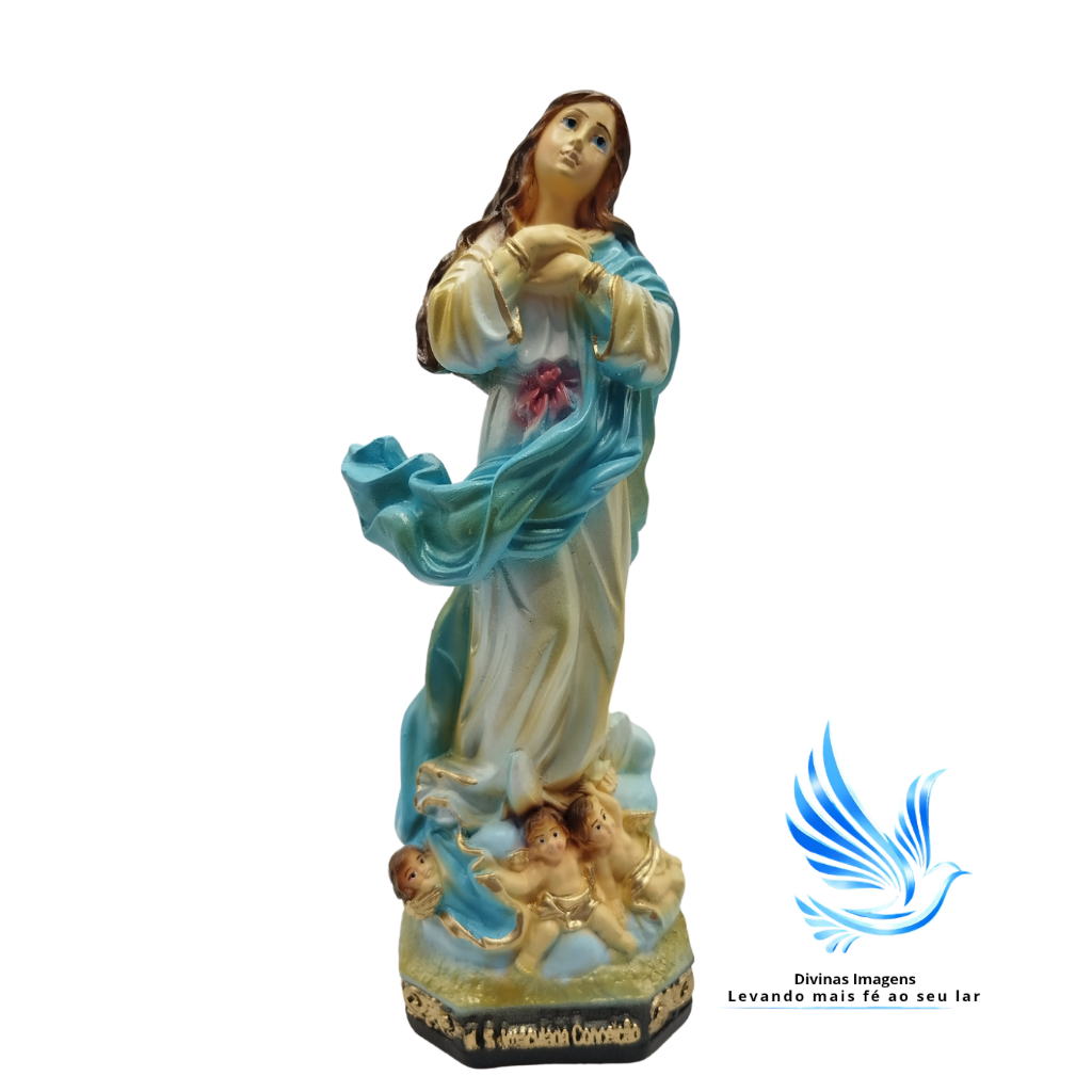 Imagem Nossa Senhora Imaculada Conceição 20cm Gesso Premium Pintado Arte Sacra Refinada
