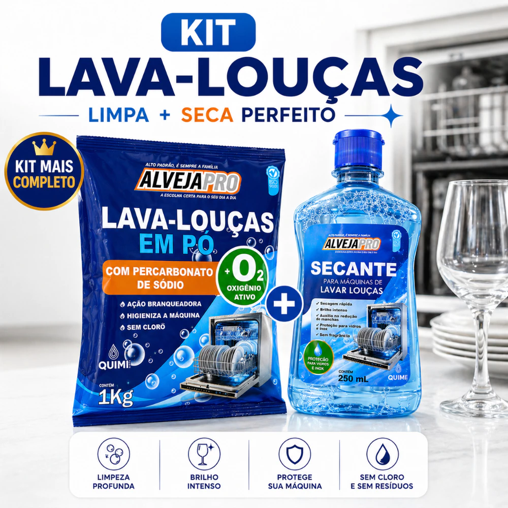 Kit Detergente em Pó e Secante para Máquina de lavar louças | Remove gordura pesada, secagem rápida