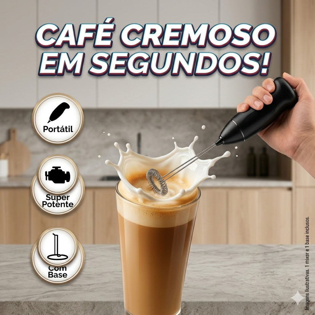 Mini Mixer Portátil Elétrico com Suporte | Misturador de Bebidas Café Leite Shake Espumador USB Prático e Rápido