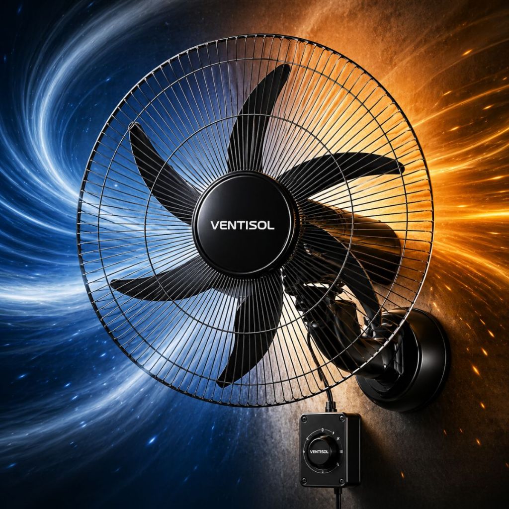 Ventilador de Parede Ventisol  50cm Black Bivolt 200W Profissional Potente Grade de Aço