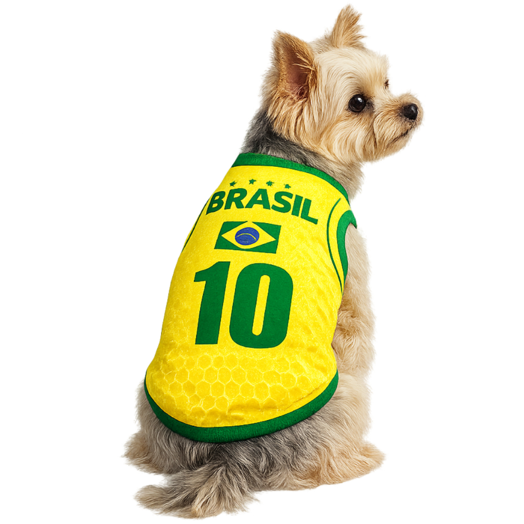 Roupa Pet Brasil Cachorro Camisa Copa do Mundo 2026 Roupinha Pet Confortável Para Cães Pequeno Médio e Grande porte