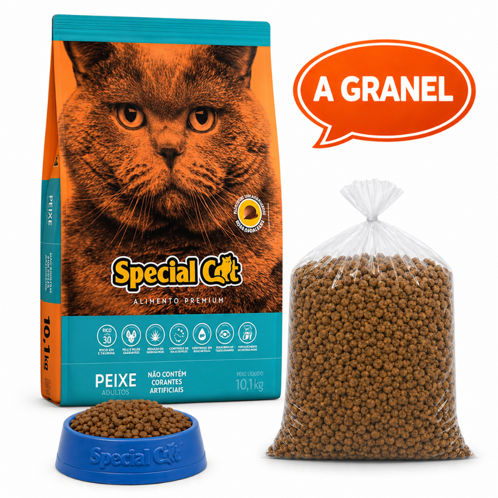 Ração Para Gatos Special Cat Sabor Peixe/Mix/Salmão,  3 KG e 1 KG Alimento Premium GRANEL Escolha Sabor na Variação
