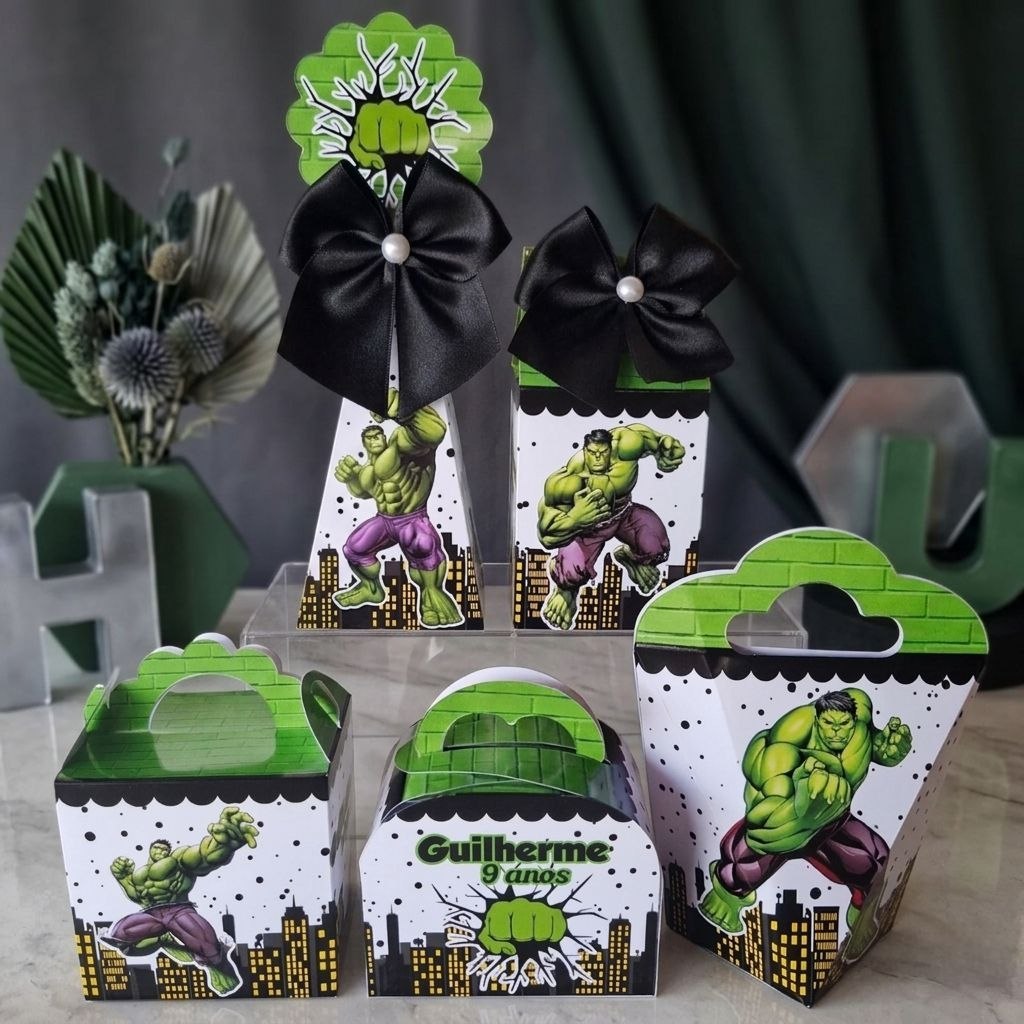 Kit Personalizados HULK VINGADORES SUPER HÉROIS Pegue e Monte Caixinhas Lembrancinhas Festa Infantil Aniversário