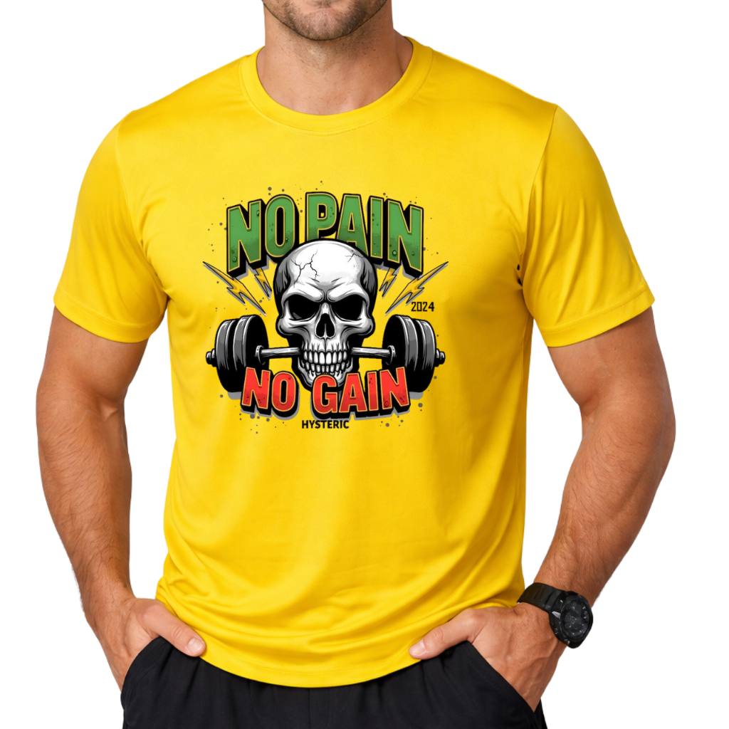 Camiseta Academia Treino Fitness No Pain No Gain Camisa Dryfit Premium Esporte Musculação P ao GG