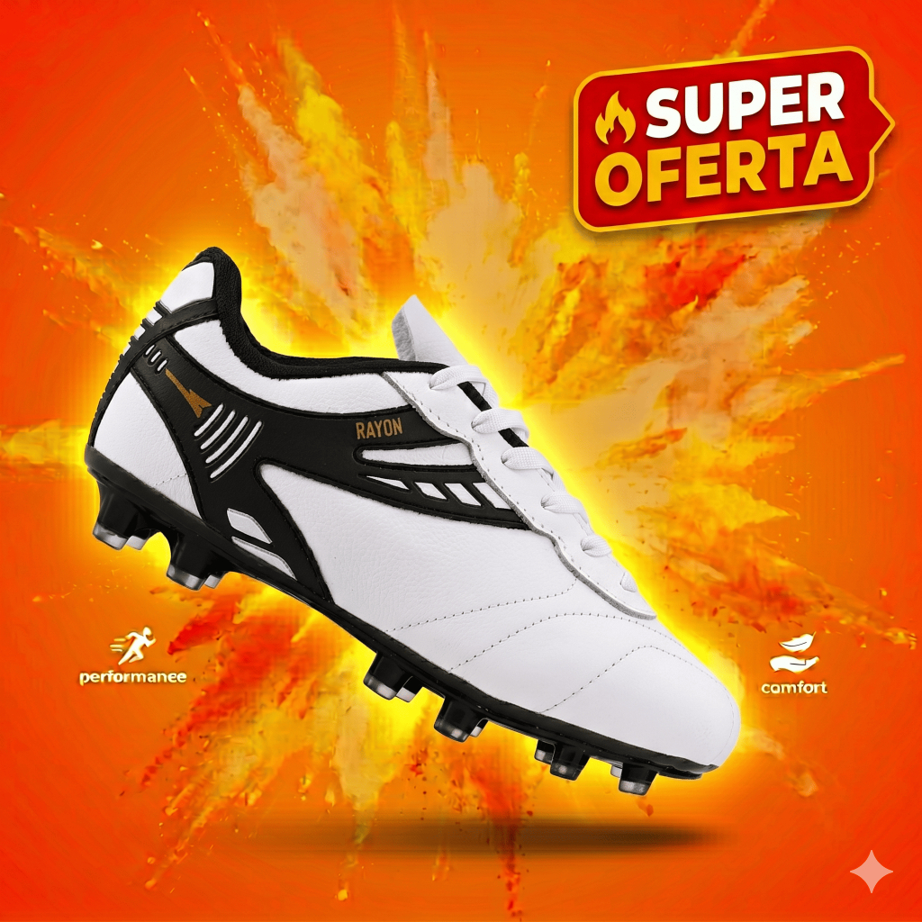 Chuteira em Couro 100% Legitimo Campo Trava  Resistente Costurada  Original Fly Grip R416-03