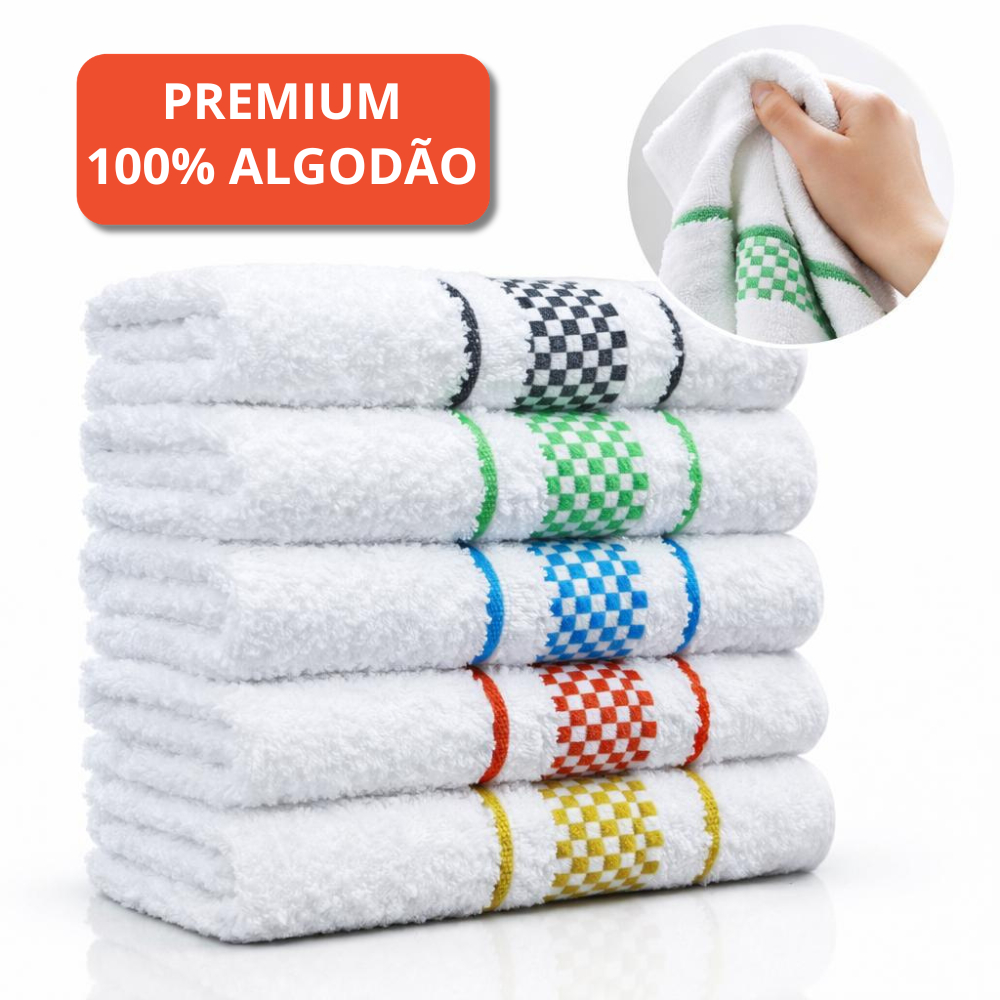 Kit 5 Pano De Prato Atoalhado 45x65cm Toalha Premium Grosso 100% Algodão