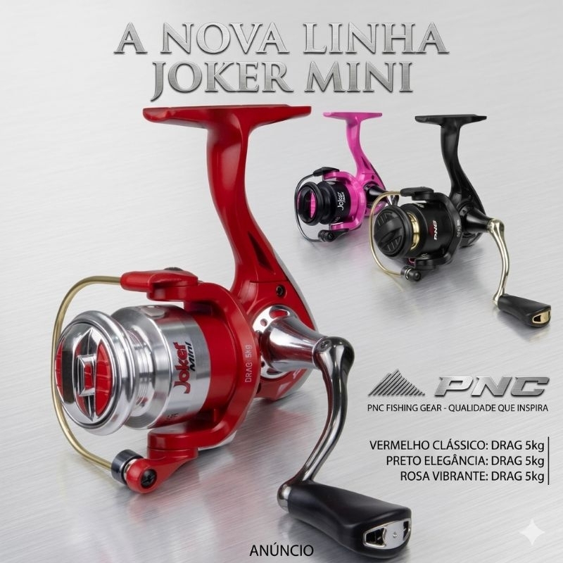 Molinete mini Joker ultra light anti reverso. Alarme de tomada de linha