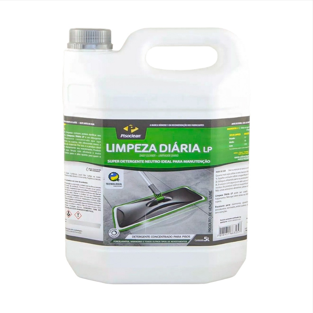 Limpeza Diária LP 5L Limpeza Diária Detergente Neutro Concentrado Limpeza Manutenção PISOCLEAN