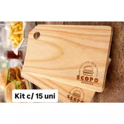 Tábua para hamburguer, carne, frios, kit com 15, 30cm x 20cm, madeira , rústica.
