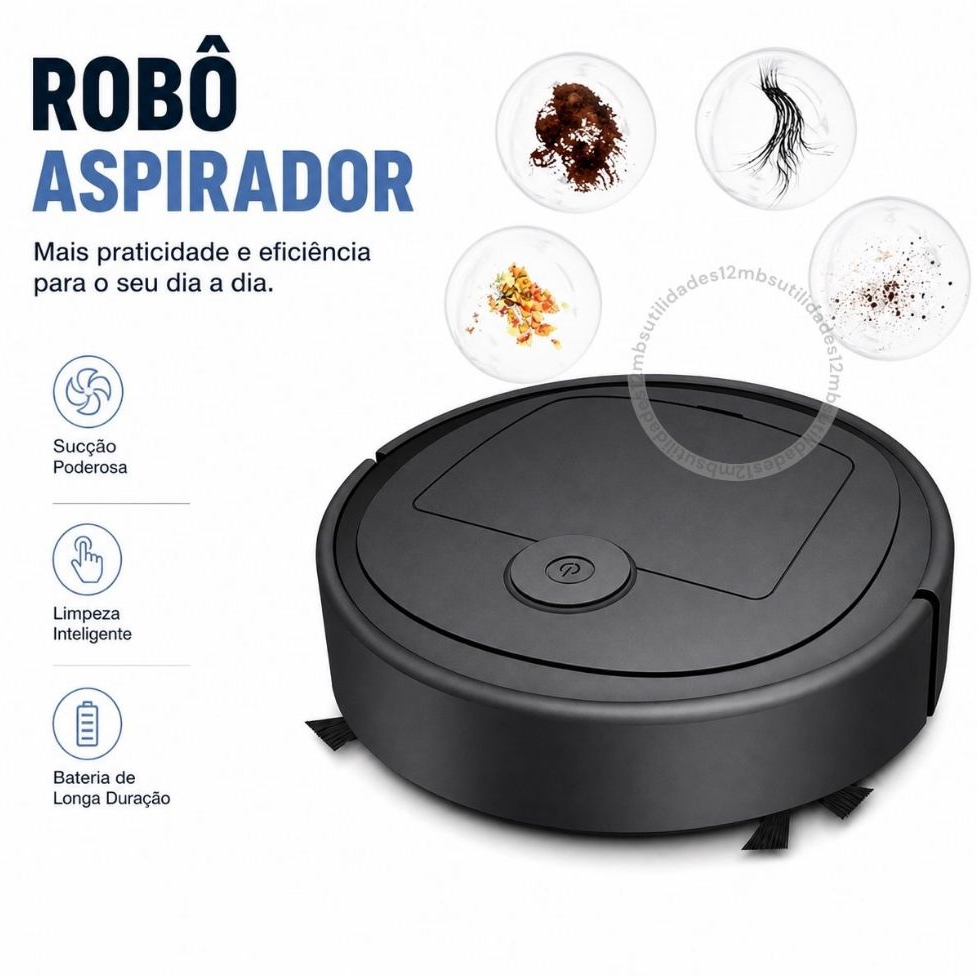Aspirador Robô Mini Automático Limpeza Inteligente Recarregável Limpa  Fácil Sem  Esforço Silenciosa