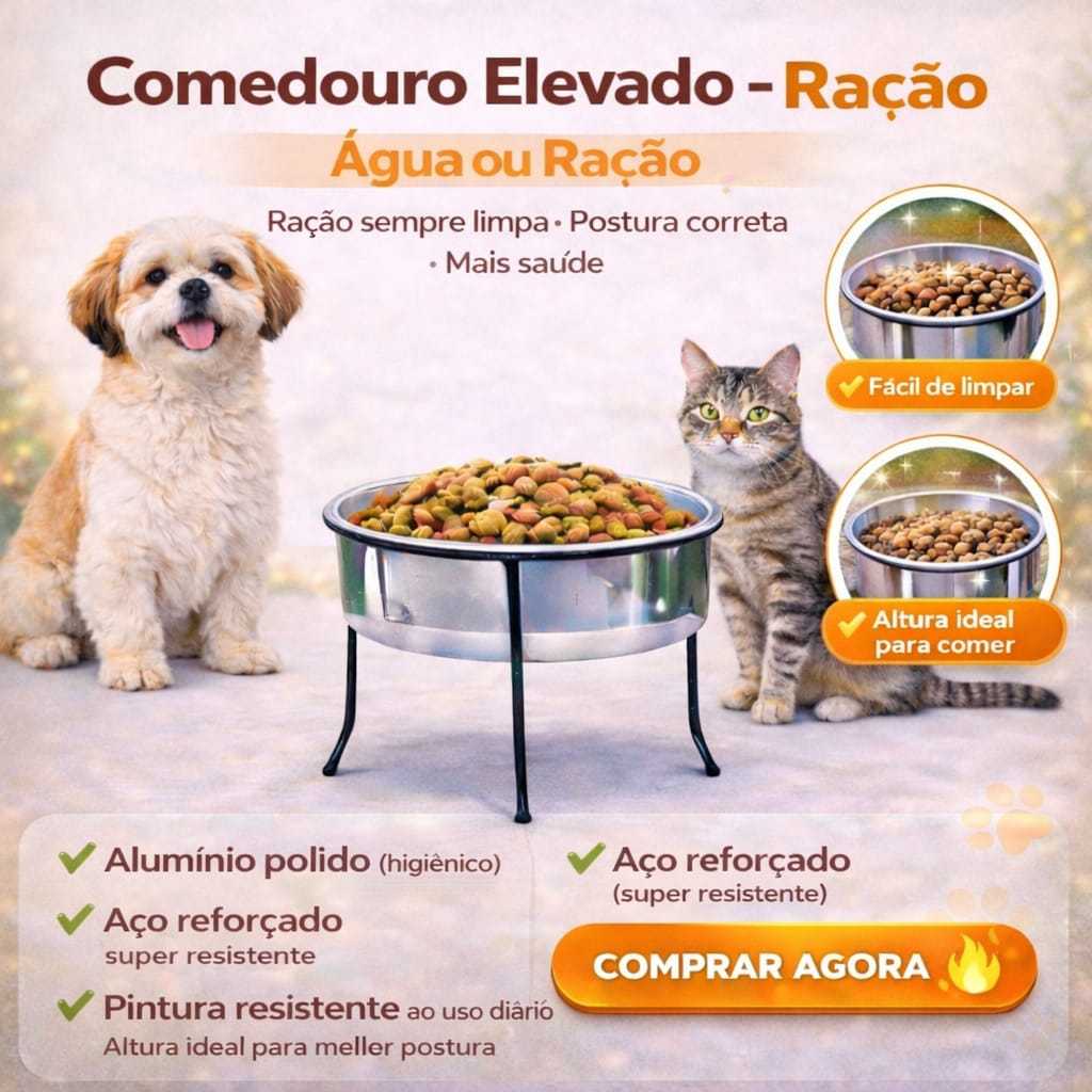 Comedouro ou Bebedouro  Elevado Pet Ergonomico Para Caes  Gatos (1 unid )