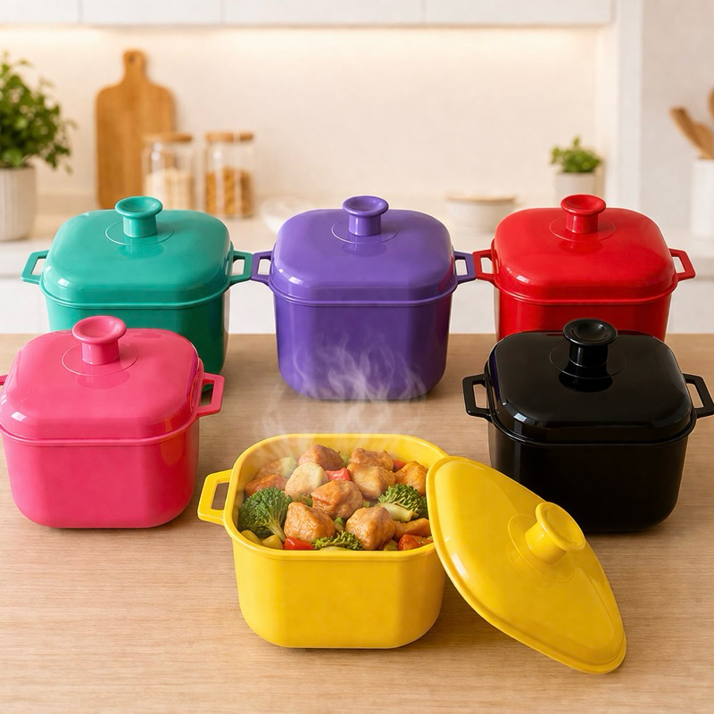 Kit Panela de microondas caçarola 1,5L com Tampa | Freezer | pote de plastico | pote multiuso