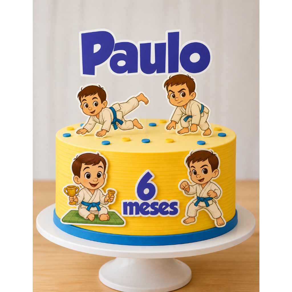 Topo de bolo Tema Karatê - personalizado - mêsversário - festa infantil - lembrancinhas - aniversário- topper -papelaria
