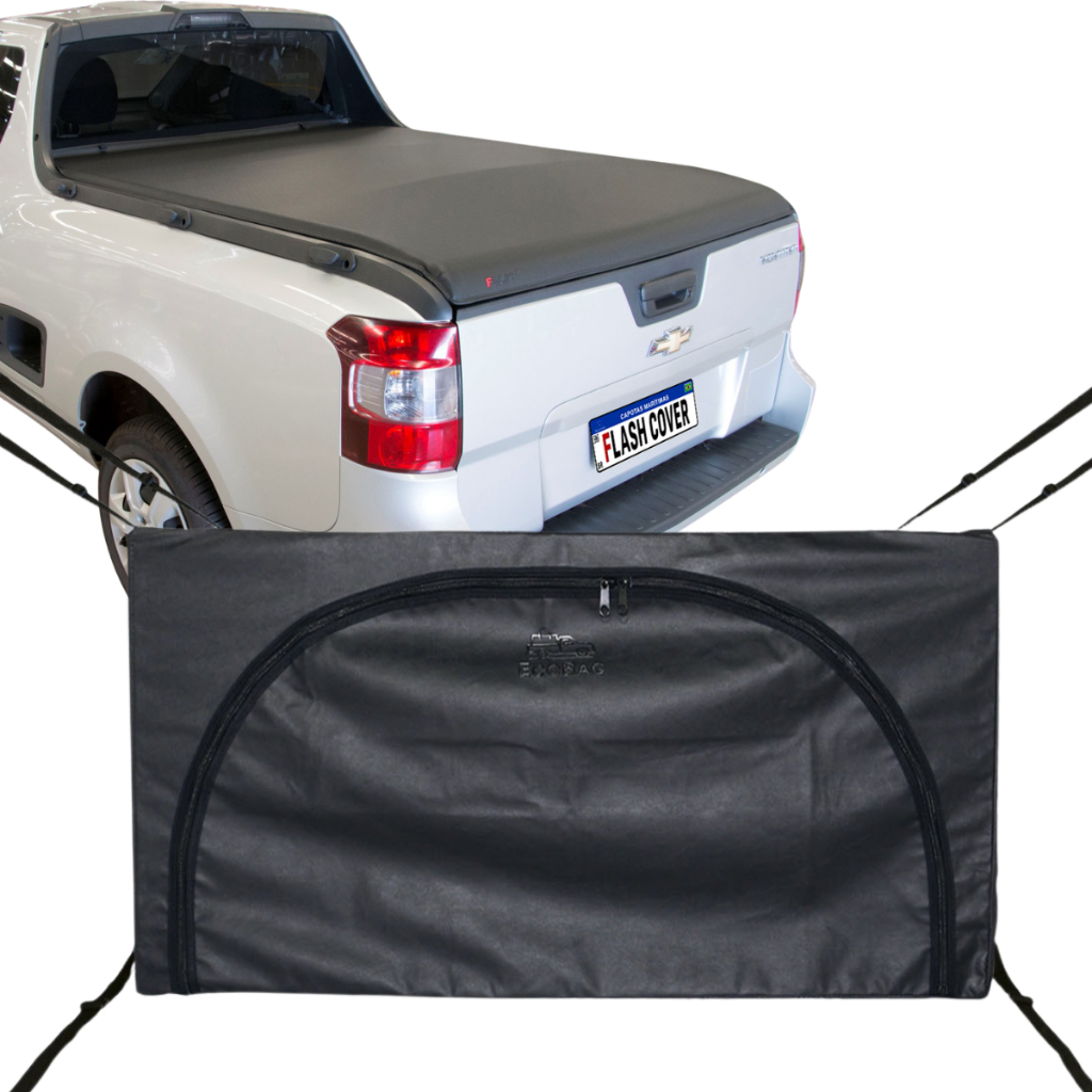 Bolsa Carroceria Caçamba Ecobag Flash Cover Montana Econo e Sport Até 2021 Protege Sua Carga 296L Com Ziper Preto