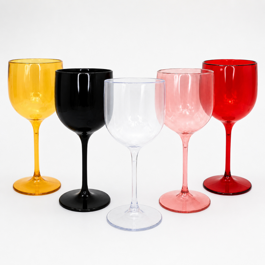 Kit 15 Taças De Vinho De Acrílico Cristal 260ml Festas Aniversario Natal