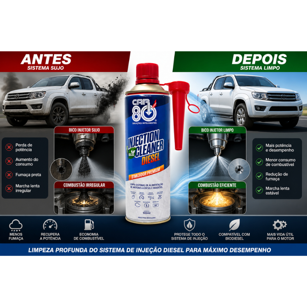 Kit 6 unidades Limpa Bico Diesel CAR80 Injection Cleaner Reduz Fumaça Limpa Tanque