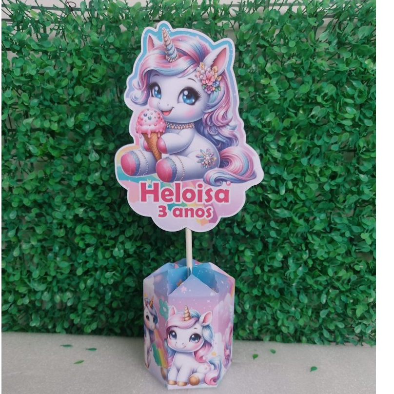 CENTRO DE MESA UNICORNIO ( PEGUE E MONTE ) ENFEITE DE MESA PARA LEMBRANCINHA UNICORNIO/FESTA INFANTIL