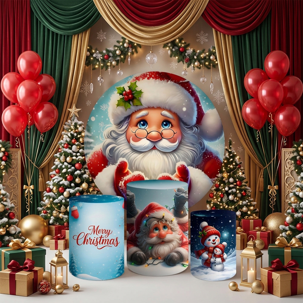 Capa de Painel Redondo Trio de Cilindro Painel de Mesa Natal