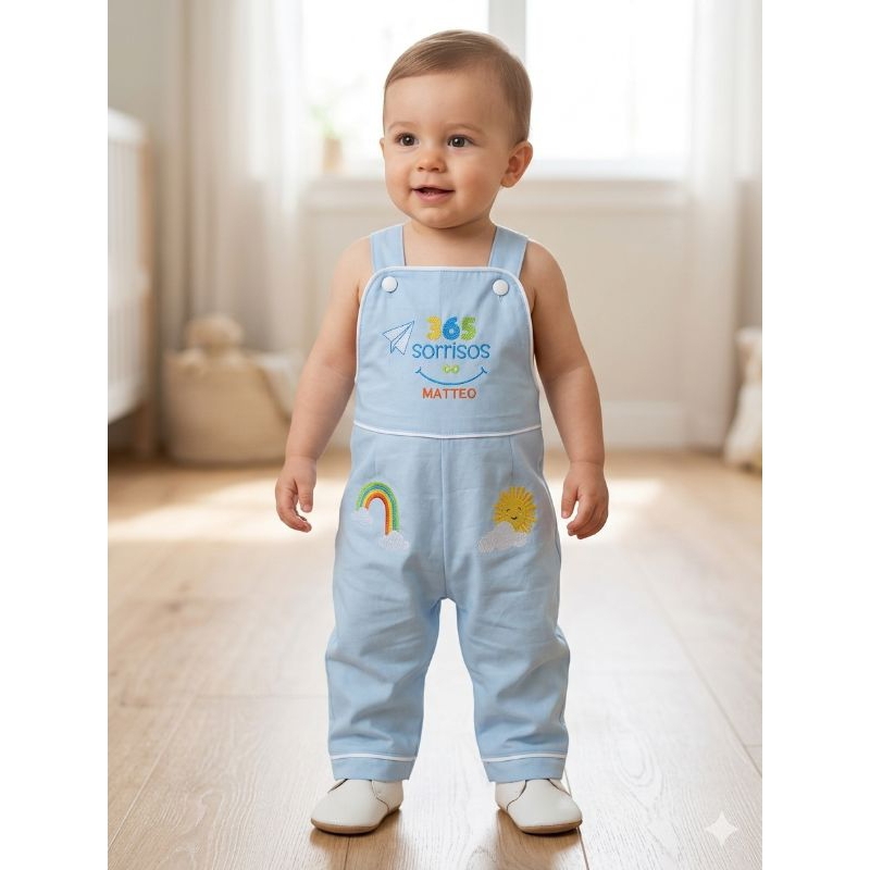 Jardineira Bordada Personalizada bebê temática( Não acompanha Camisa)