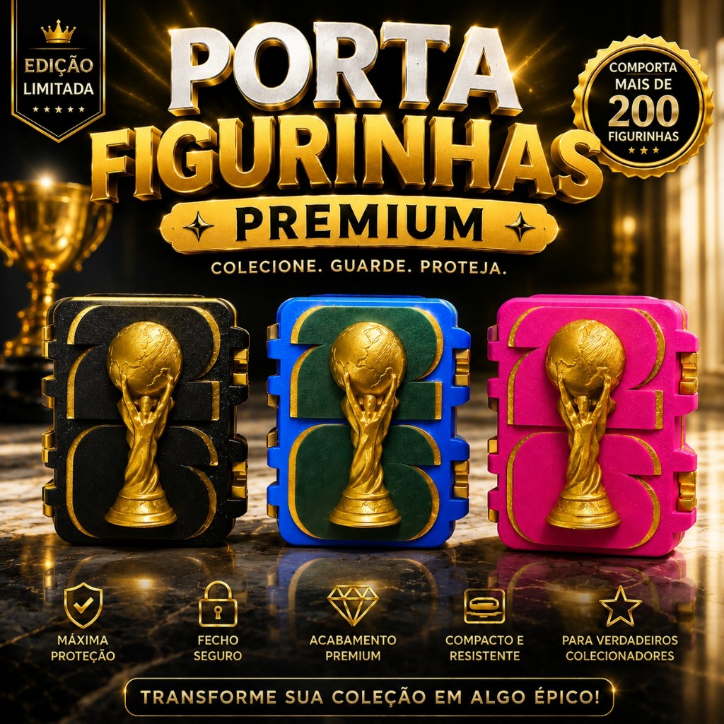 Porta figurinhas da copa do mundo 2026 premium - caixa figurinha - box figurinhas - guardar figurinhas