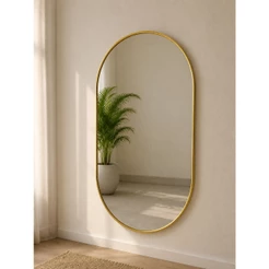 Espelho Oval 80x50 com Moldura Metalizada – Ouro, Rosê ou Prata para Decoração