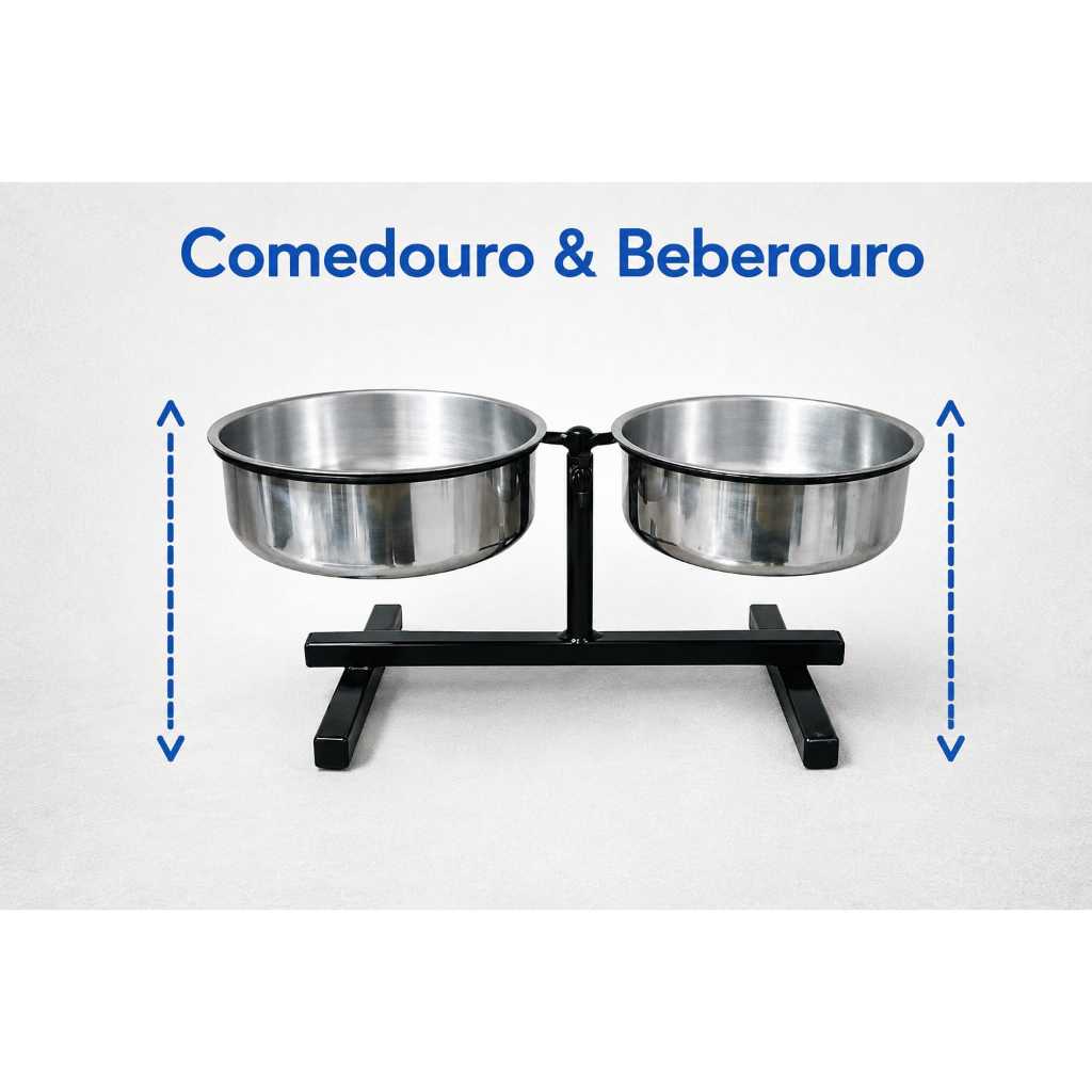 Comedouro ou Bebedouro Pet Duplo Para Cachorros e Gatos