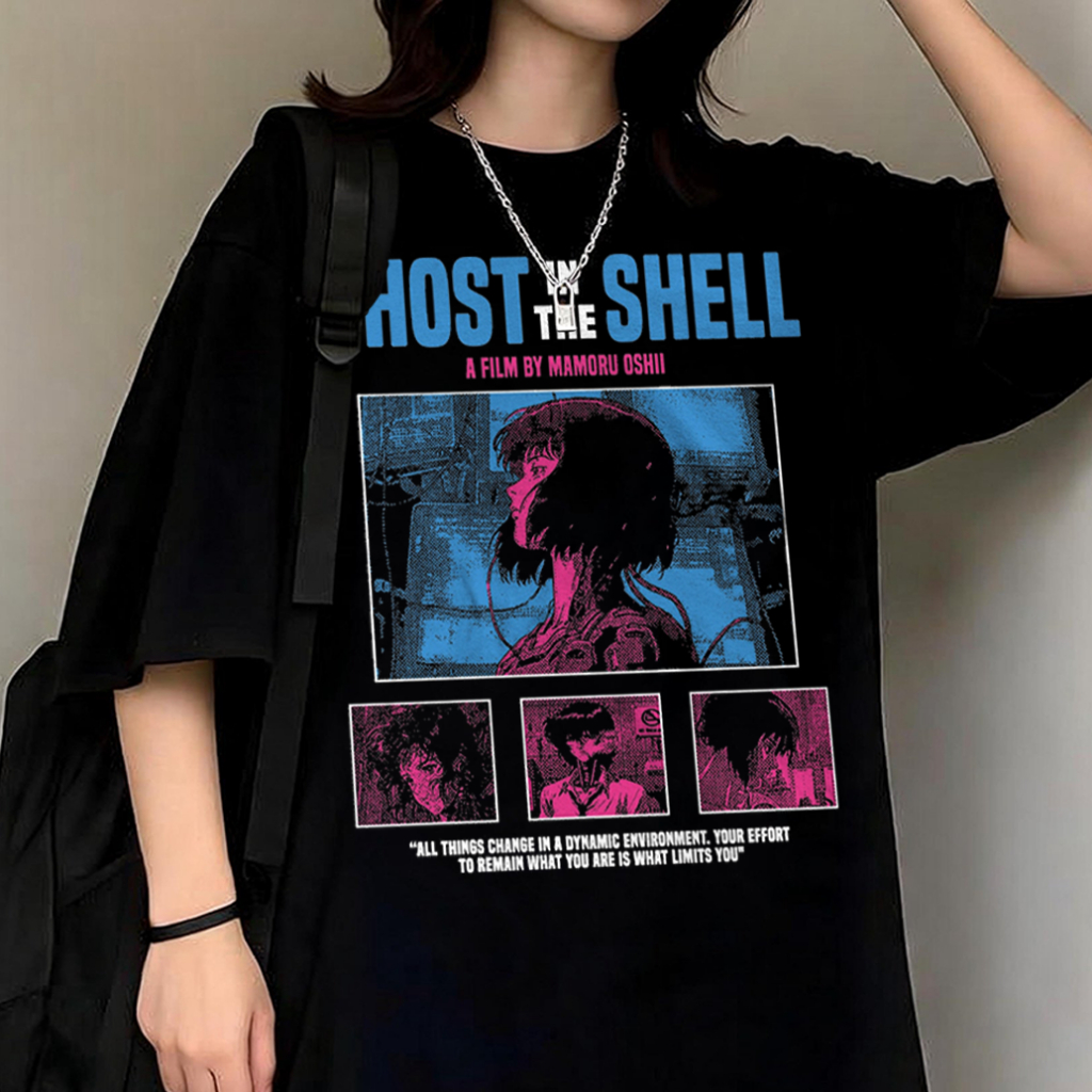 Camiseta Basica e OVERSIZED Ghost In The Shell Major Motoko Kusanagi Filme Vintage 90s Unissex