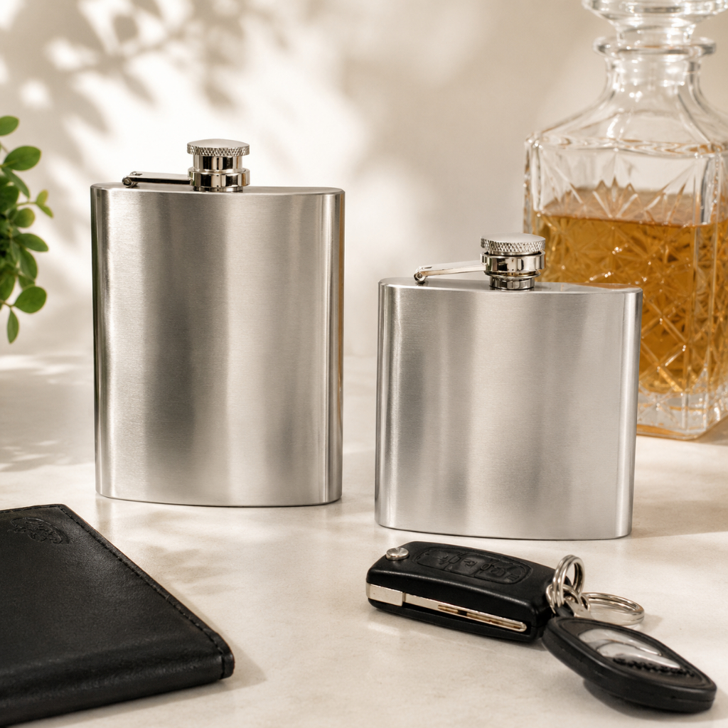 Cantil de Bolso em Aço inox 180ml ou 210ml Porta Bebidas Whisky Vodka Rum