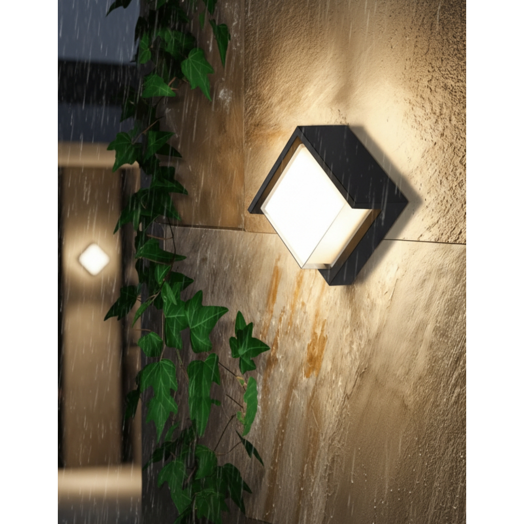 Kit 9 Luminária Arandela 8w Sauna A Prova D'água  Muro Parede Externa Garagem Banheiro Preta  Bivolt