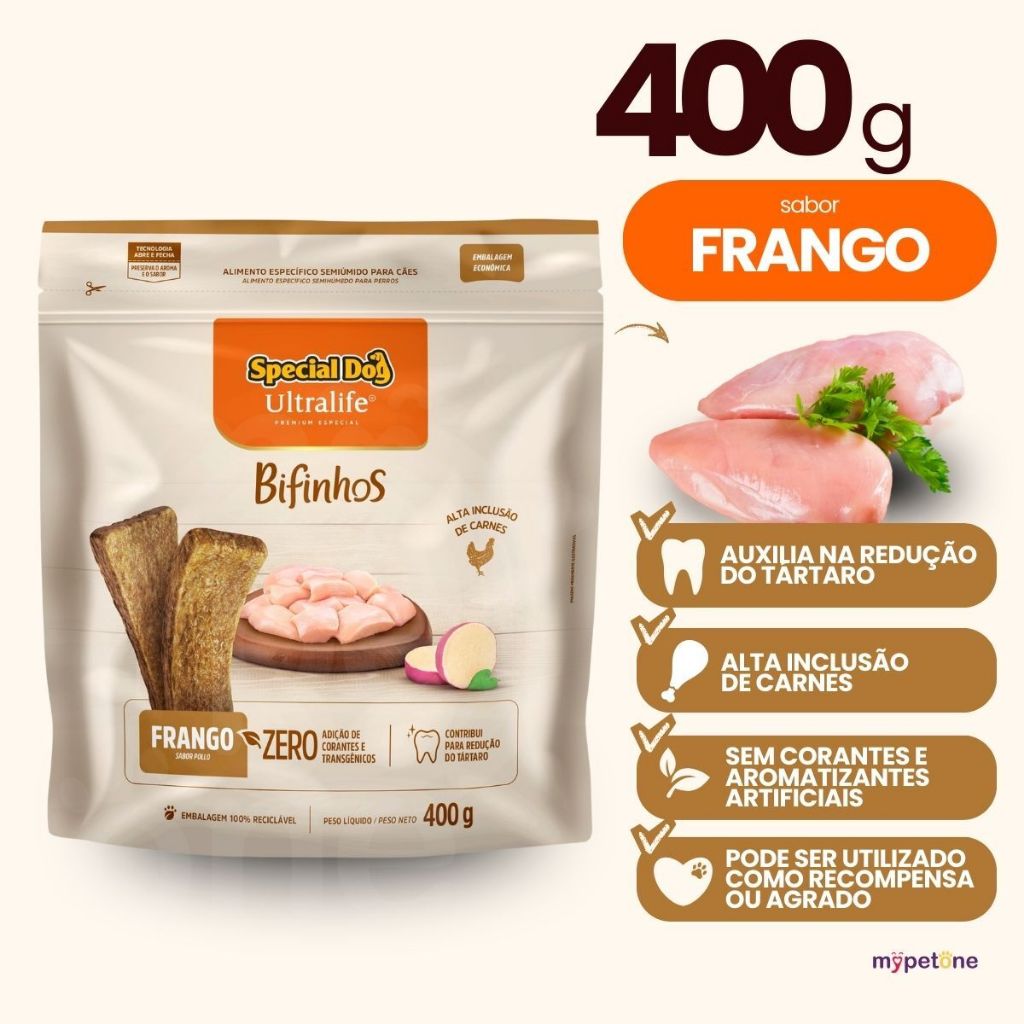 Bifinhos Special Dog Ultralife Sabor Frango 400g