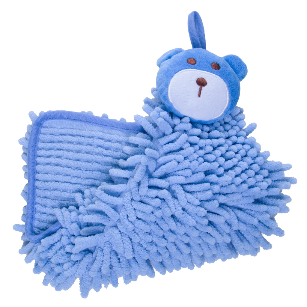 Toalha De Mão Lyor Poliéster Secagem Rápida Com Alça Azul 28x26cm Macia Para Lavabo Banheiro E Cozinha