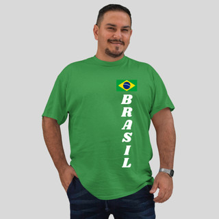 Camiseta Masculina Brasil Plus Size G1 Ao G5 para Copa Eleição top