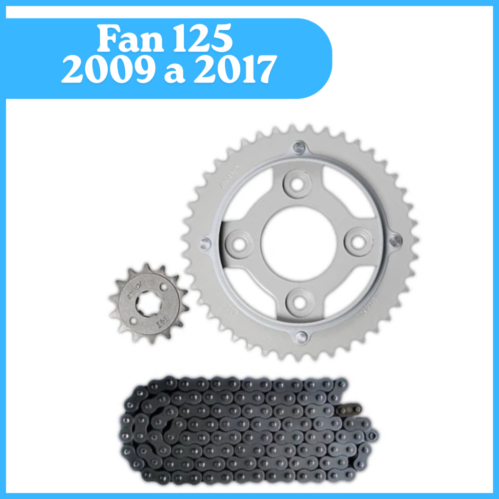 KIT TRANSMISSÃO RELAÇÃO FAN 125 2009 A 2013