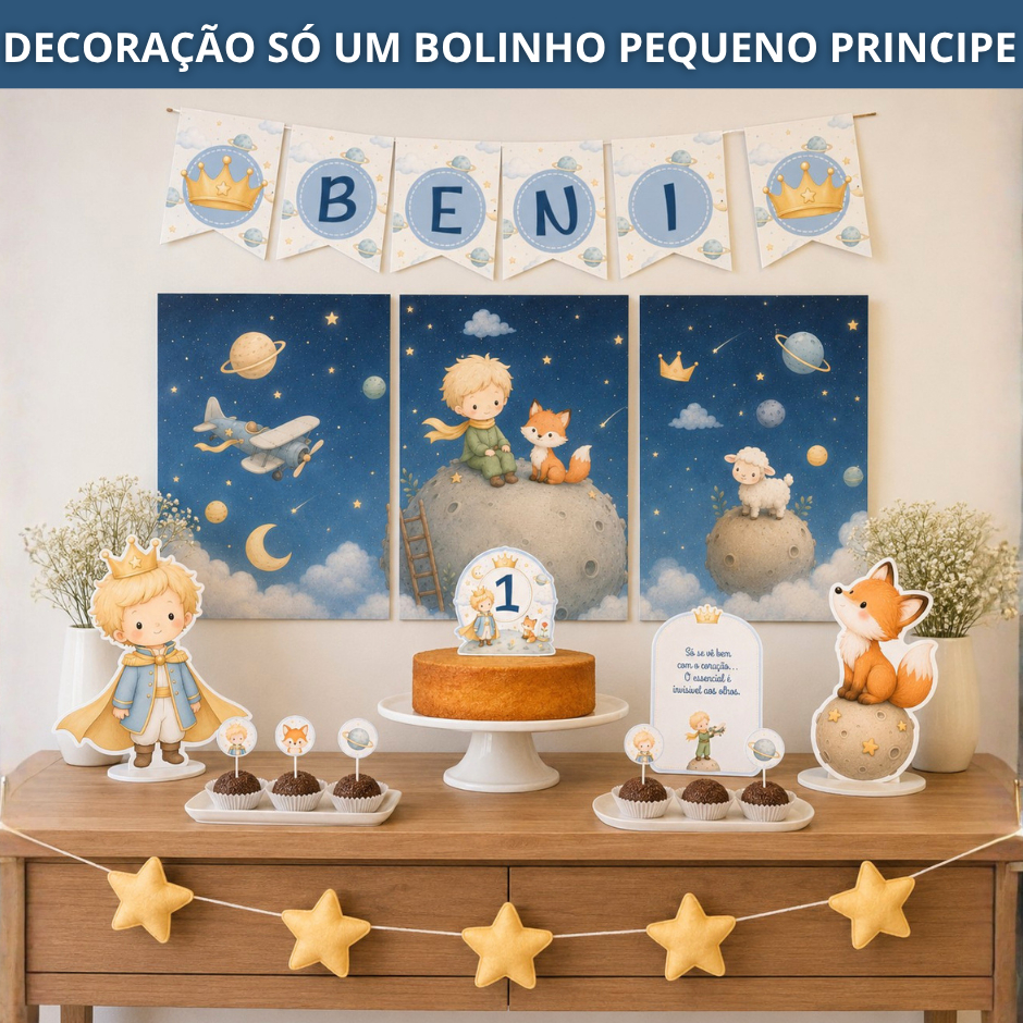 Decoração Pequeno Principe Personalizada I Só um Bolinho I Aniversário I Mesversário I Kit Festa