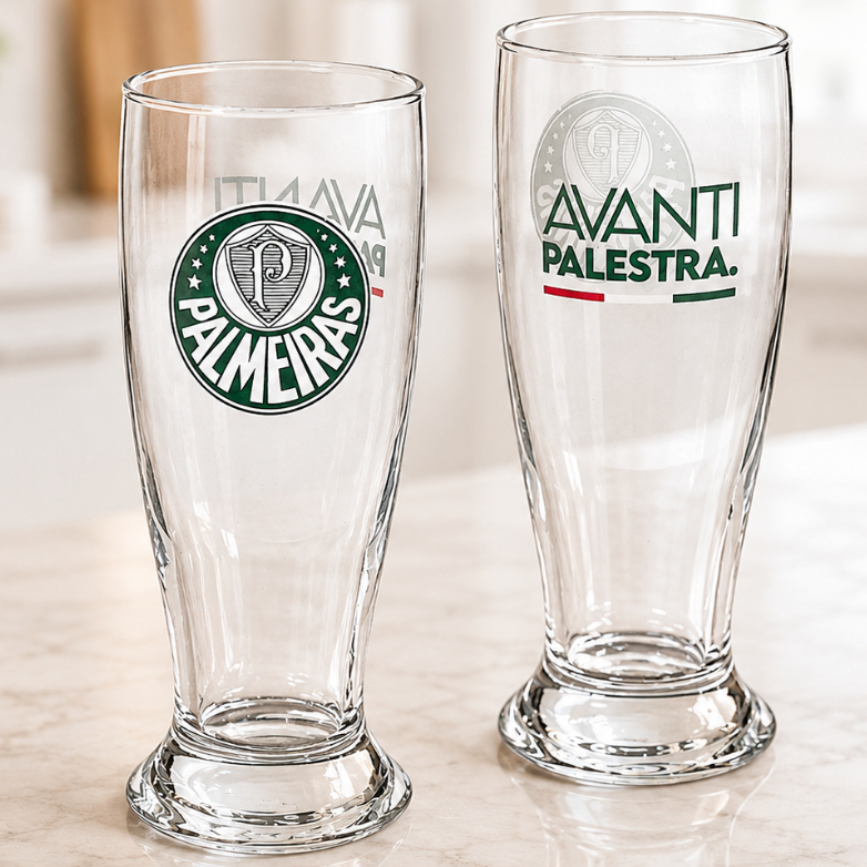 Conjunto 2 Copos Palmeiras Kit Tulipa Copo Cerveja Chopp Torcedor Verdão Original