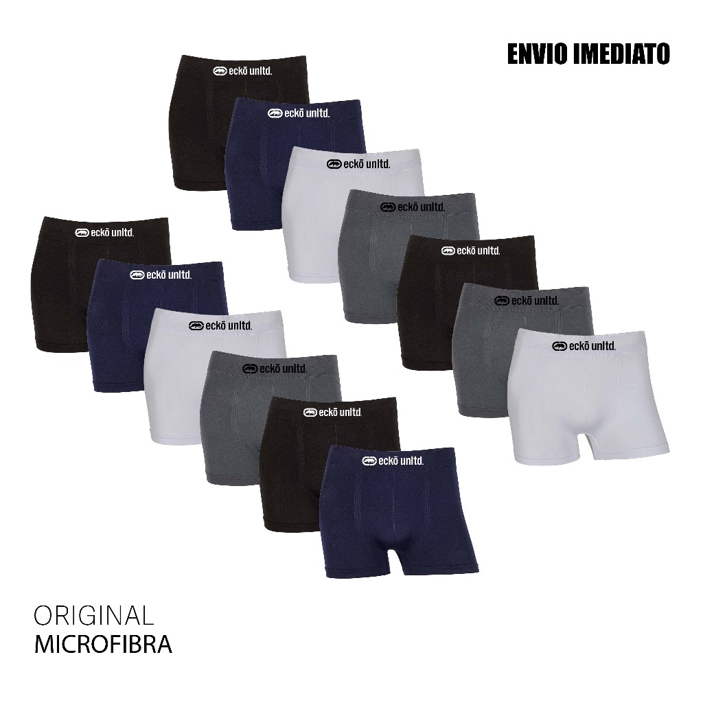 Kit 6 ou 13 cuecas boxer microfibra Original marca Ecko Sem Costura
