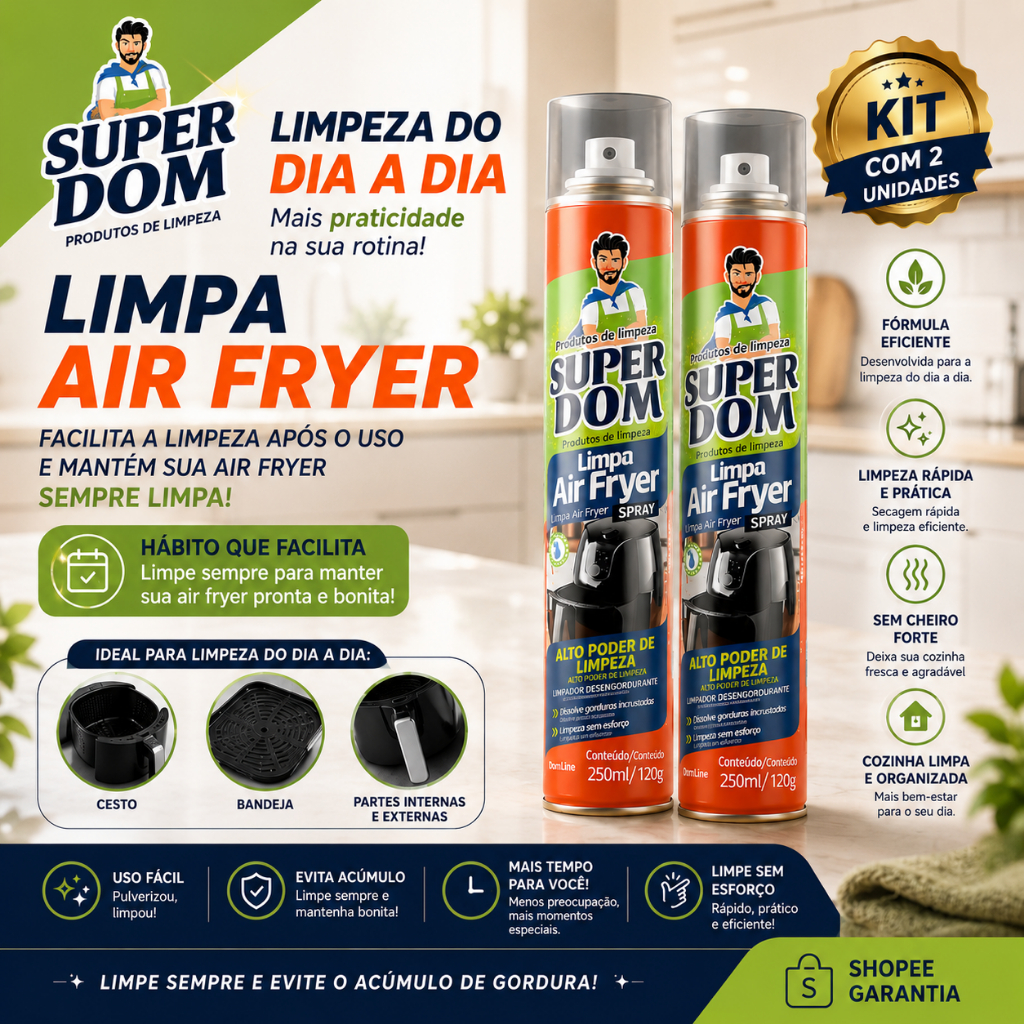 Super Limpa Air Fryer A Facilidade De Limpeza Após Uso Para Sua Air Fryer Uso Diário Pronta Para Uso